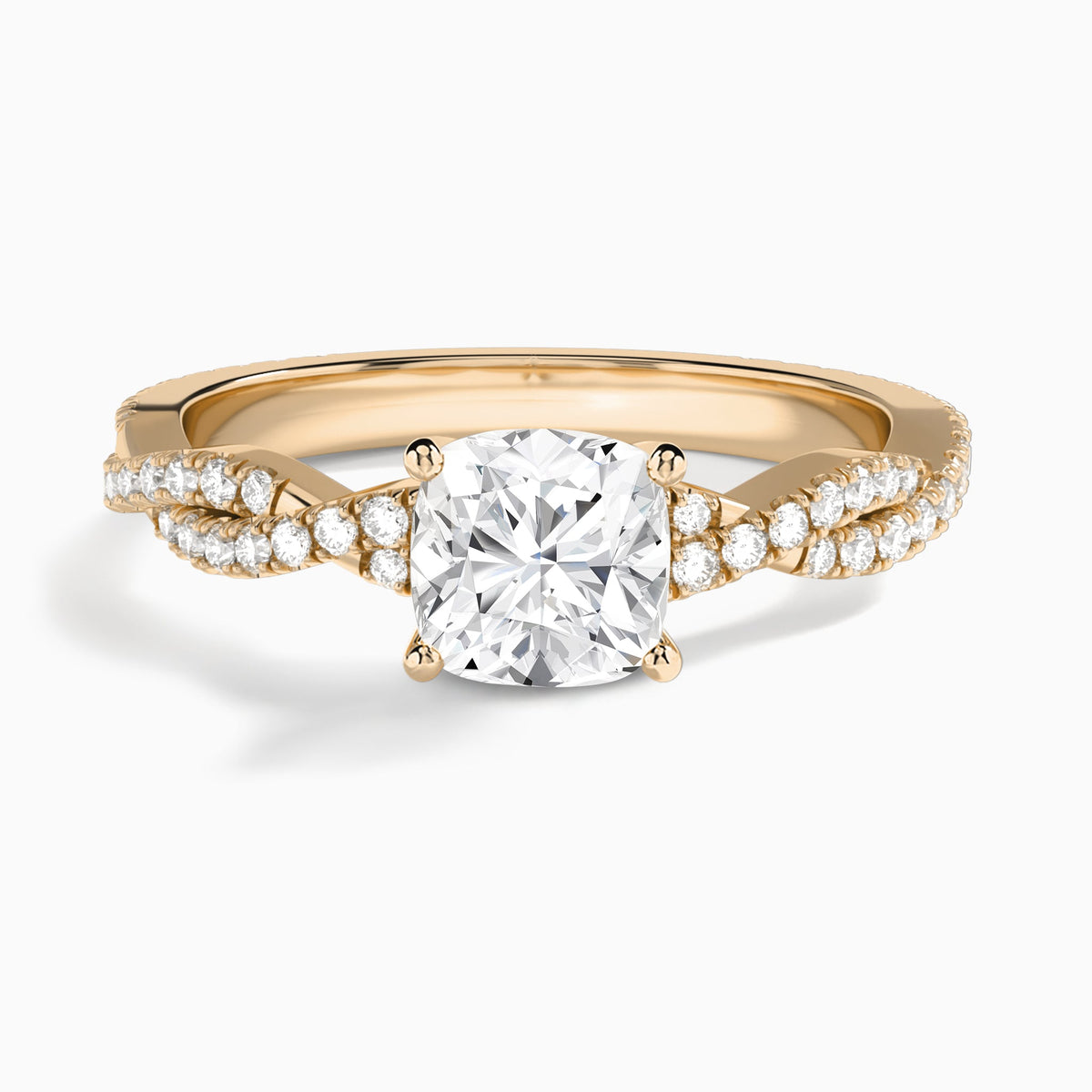 Cushion Luxe Twisted Vine Lab Diamond Engagement Ring In 14K Rose Gold - Lucenjuri