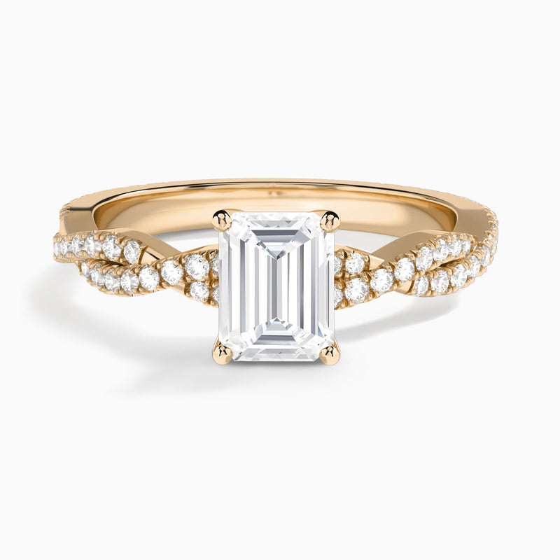 Emerald Luxe Twisted Vine Lab Diamond Engagement Ring In 14K Rose Gold - Lucenjuri
