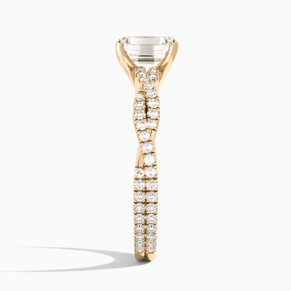 Emerald Luxe Twisted Vine Lab Diamond Engagement Ring In 14K Rose Gold, Side View