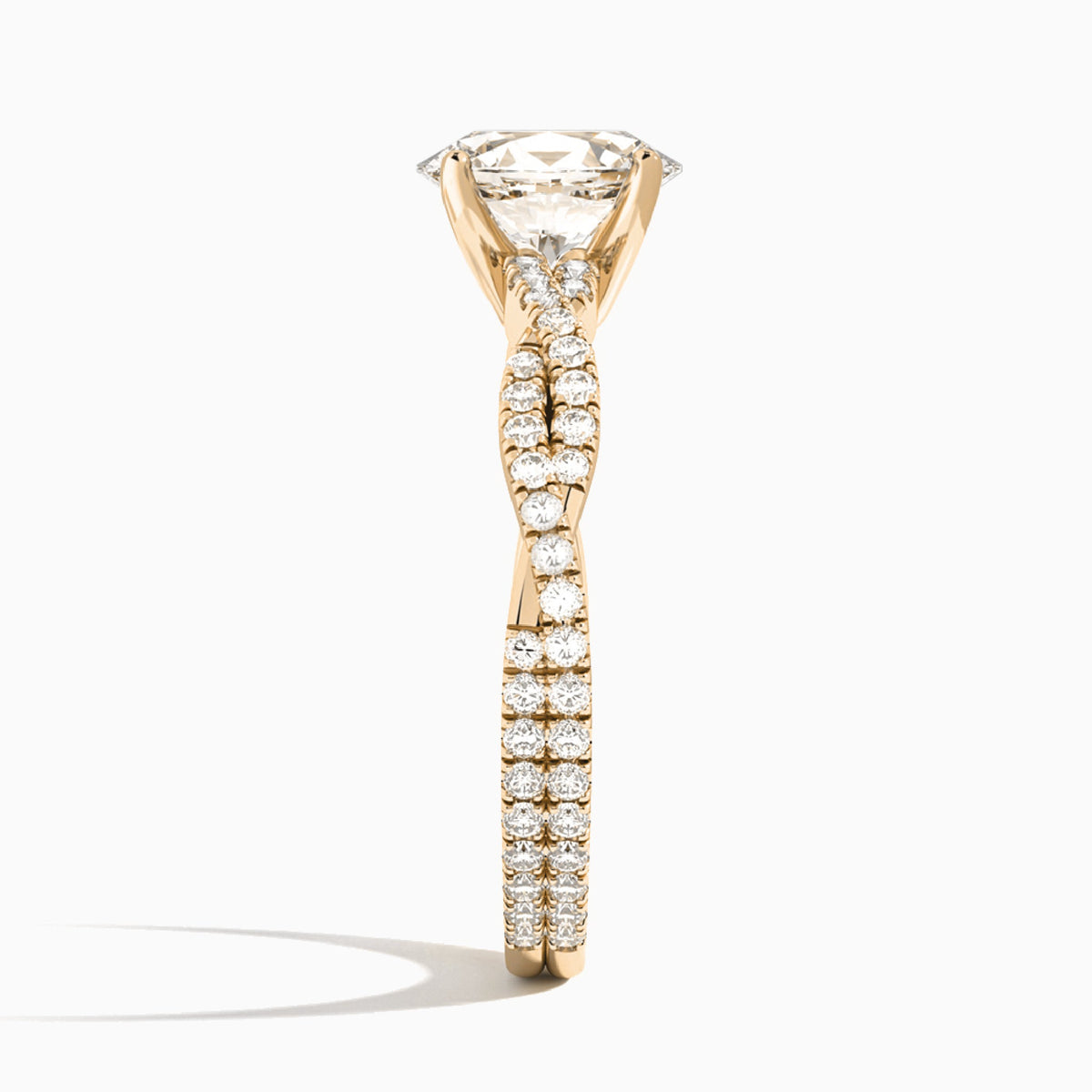 Oval Luxe Twisted Vine Lab Diamond Engagement Ring In 14K Rose Gold, Side View