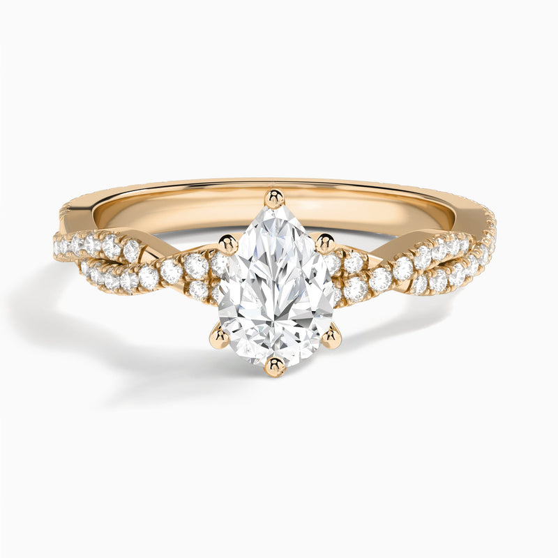 Pear Luxe Twisted Vine Lab Diamond Engagement Ring In 14K Rose Gold - Lucenjuri