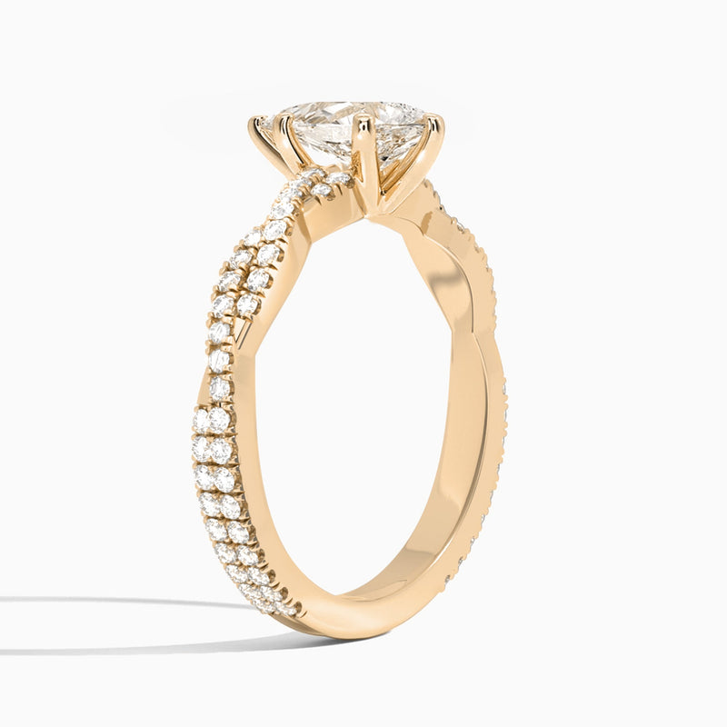 Pear Luxe Twisted Vine Lab Diamond Engagement Ring In 14K Rose Gold, Angle View