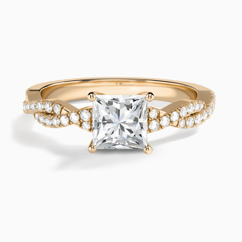 Princess Luxe Twisted Vine Lab Diamond Engagement Ring In 14K Rose Gold - Lucenjuri