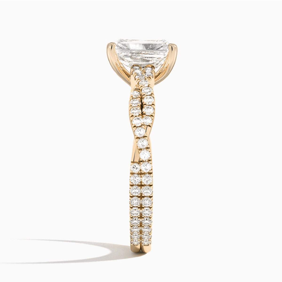 Radiant Luxe Twisted Vine Lab Diamond Engagement Ring In 14K Rose Gold, Side View