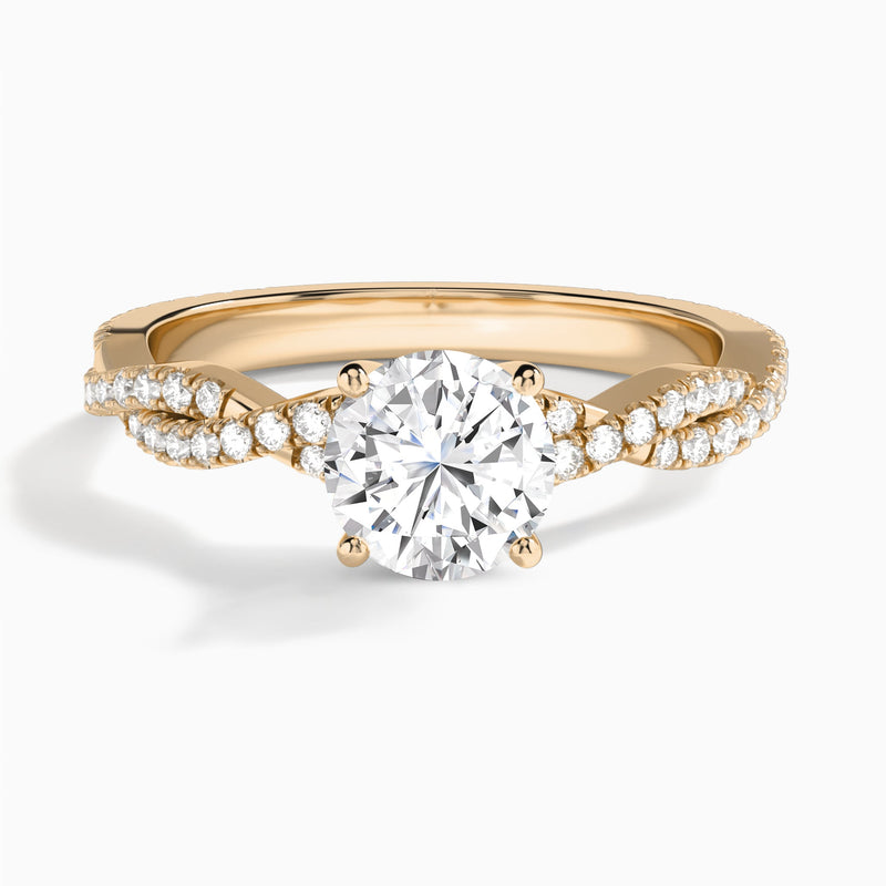 Round Luxe Twisted Vine Lab Diamond Engagement Ring In 14K Rose Gold - Lucenjuri