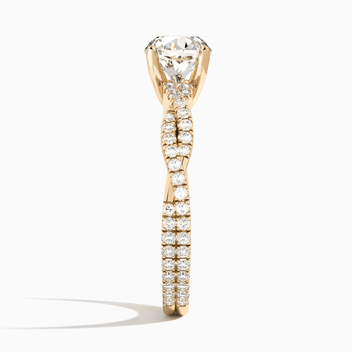 Round Luxe Twisted Vine Lab Diamond Engagement Ring In 14K Rose Gold, Side View