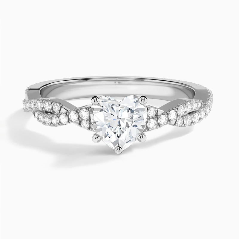 Heart Luxe Twisted Vine Lab Diamond Engagement Ring In 14K White Gold - Lucenjuri