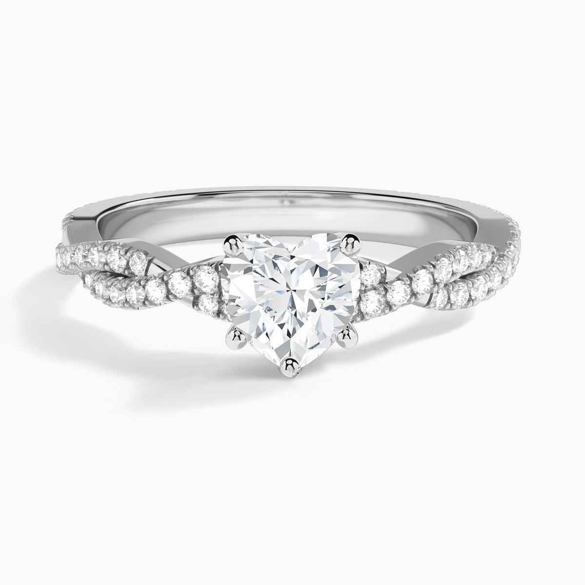 Heart Luxe Twisted Vine Lab Diamond Engagement Ring In 14K White Gold - Lucenjuri