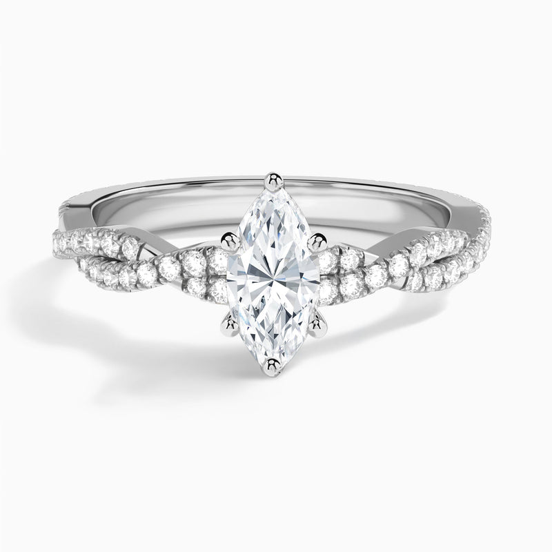 Marquise Luxe Twisted Vine Lab Diamond Engagement Ring In 18K White Gold - Lucenjuri