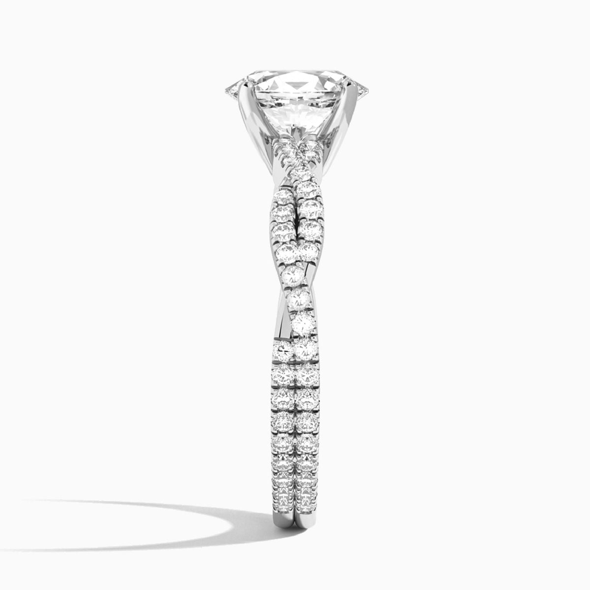 Oval Luxe Twisted Vine Lab Diamond Engagement Ring In 14K White Gold, Side View