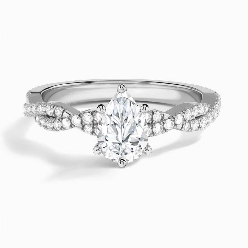 Pear Luxe Twisted Vine Lab Diamond Engagement Ring In 14K White Gold - Lucenjuri