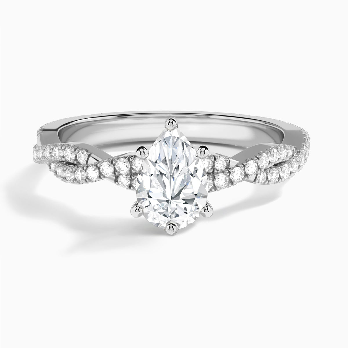 Pear Luxe Twisted Vine Lab Diamond Engagement Ring In 14K White Gold - Lucenjuri