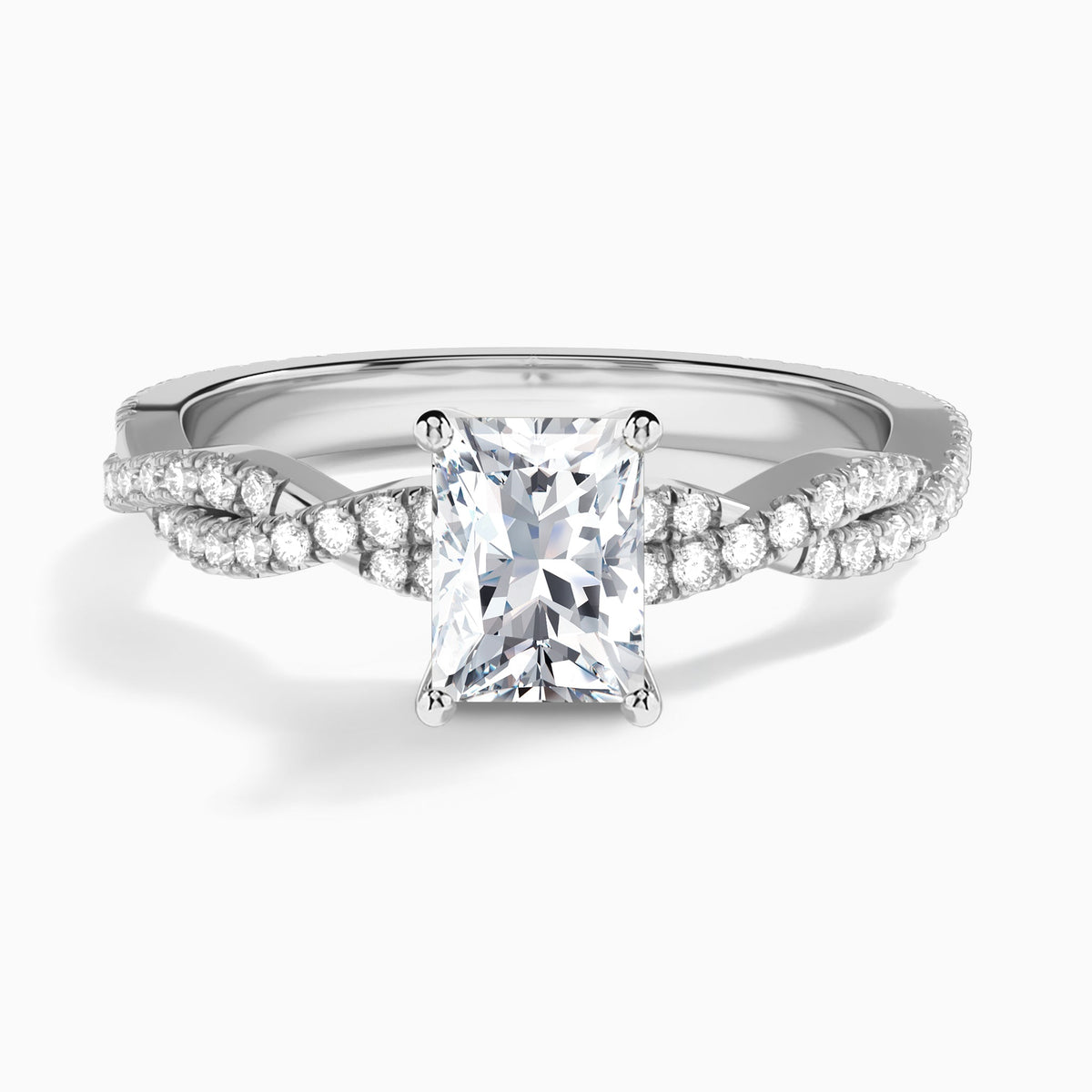 Radiant Luxe Twisted Vine Lab Diamond Engagement Ring In 18K White Gold - Lucenjuri