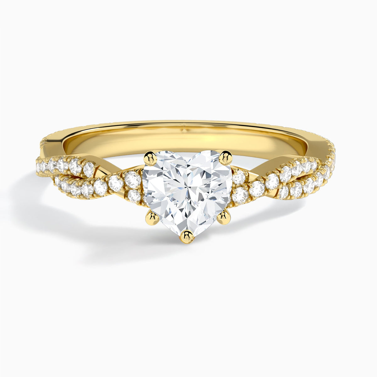 Heart Luxe Twisted Vine Lab Diamond Engagement Ring In 18K Yellow Gold - Lucenjuri
