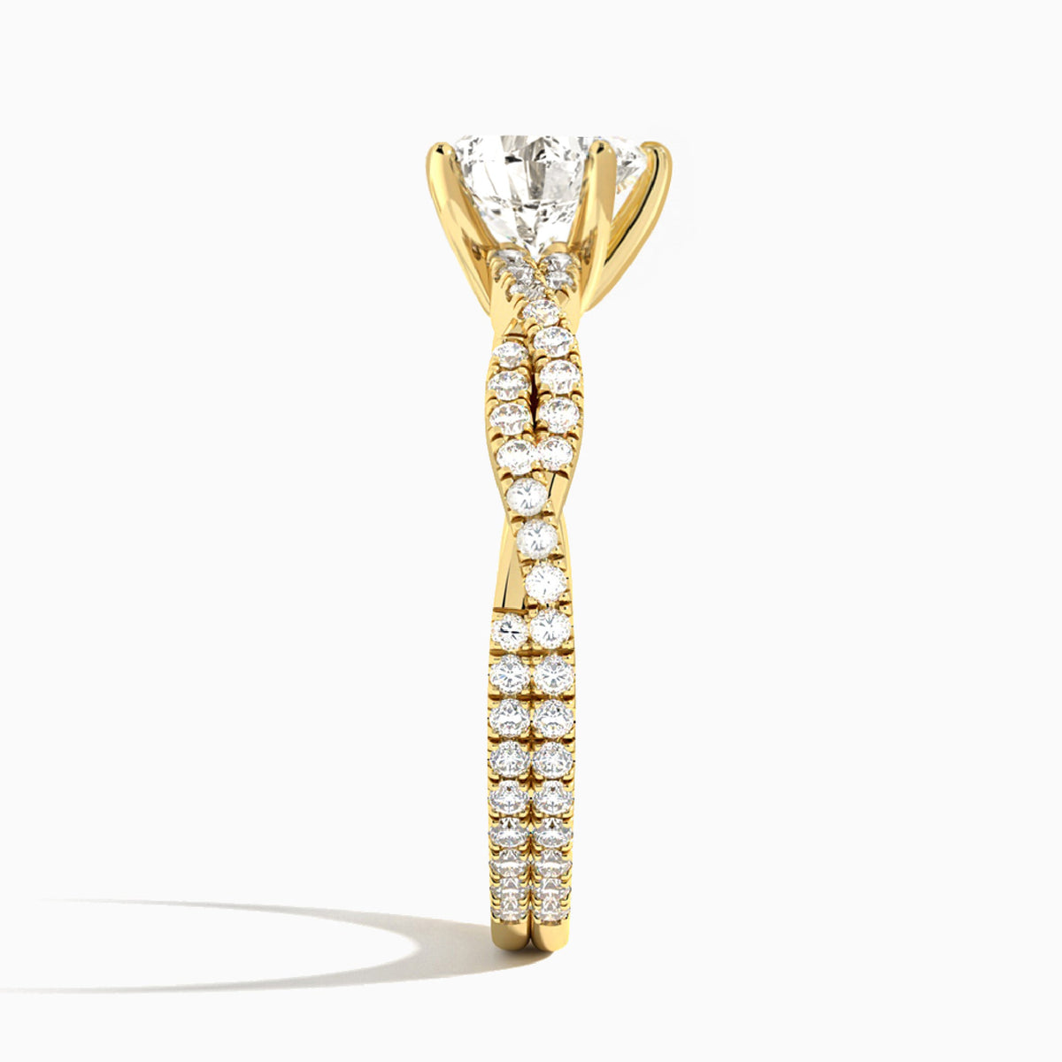 Heart Luxe Twisted Vine Lab Diamond Engagement Ring In 14K Yellow Gold, Side View