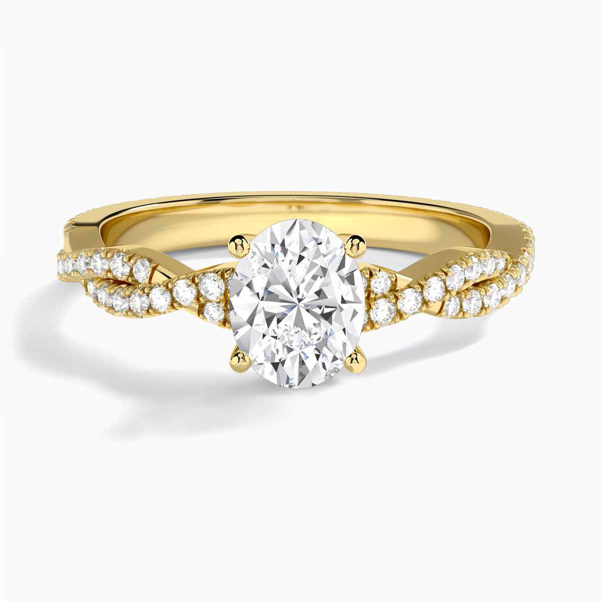 Oval Luxe Twisted Vine Lab Diamond Engagement Ring In 18K Yellow Gold - Lucenjuri