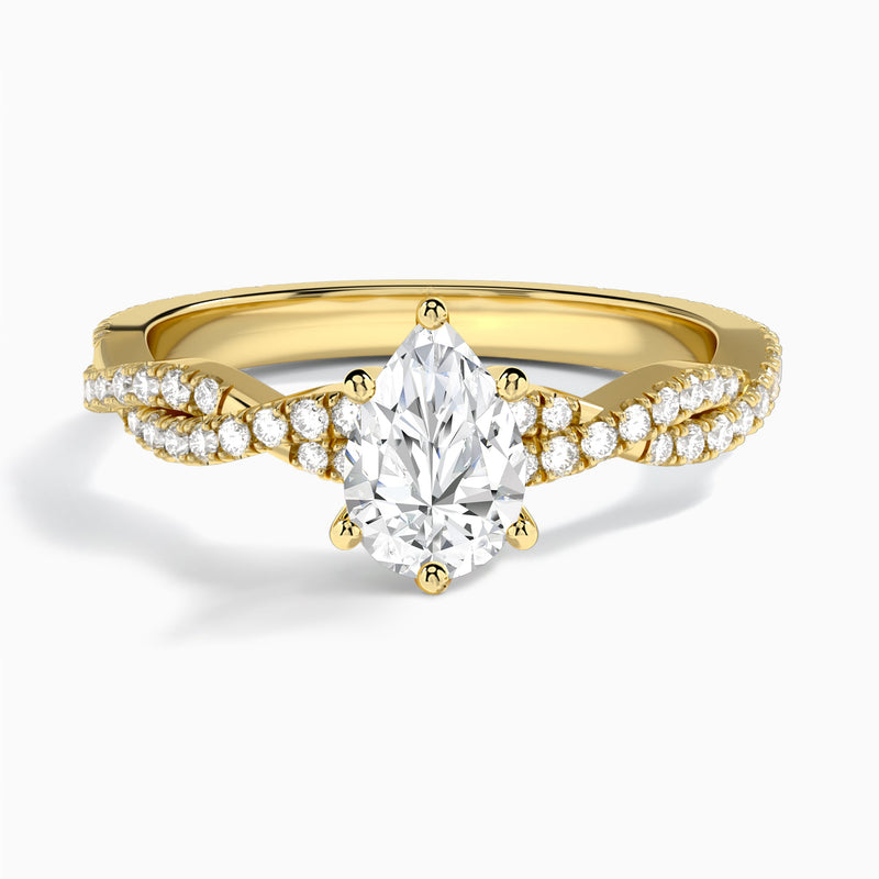 Pear Luxe Twisted Vine Lab Diamond Engagement Ring In 18K Yellow Gold - Lucenjuri