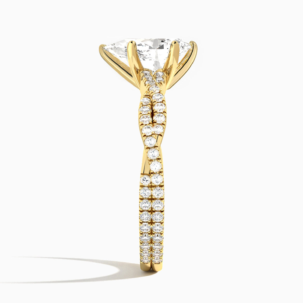 Pear Luxe Twisted Vine Lab Diamond Engagement Ring In 14K Yellow Gold, Side View
