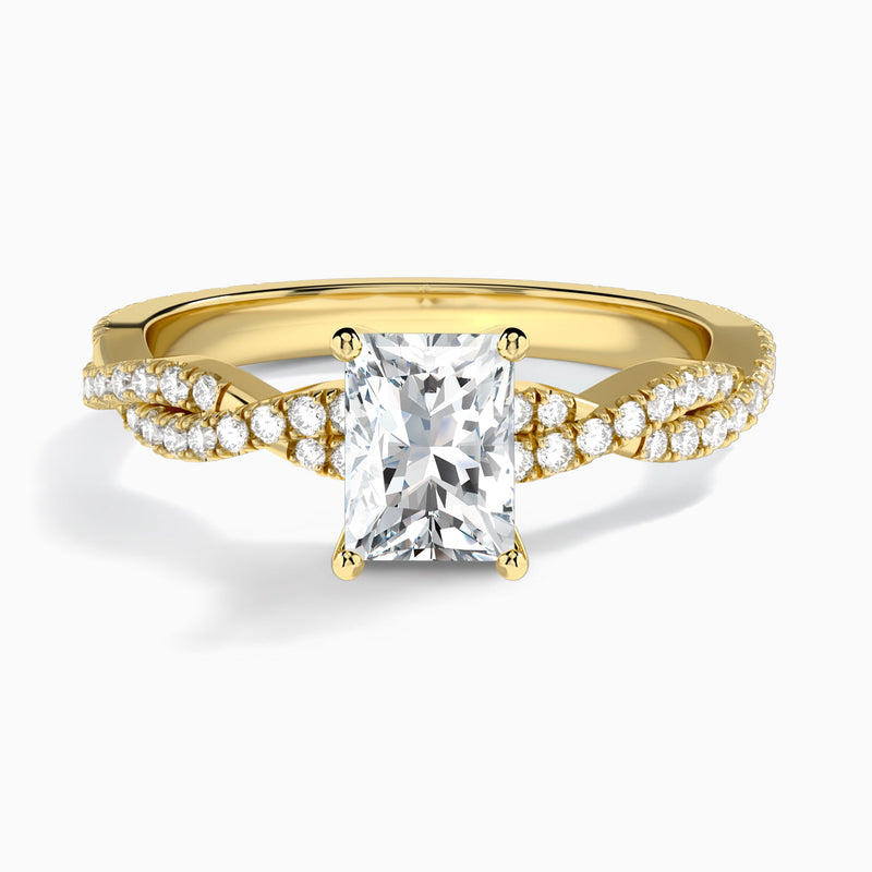 Radiant Luxe Twisted Vine Lab Diamond Engagement Ring In 18K Yellow Gold - Lucenjuri