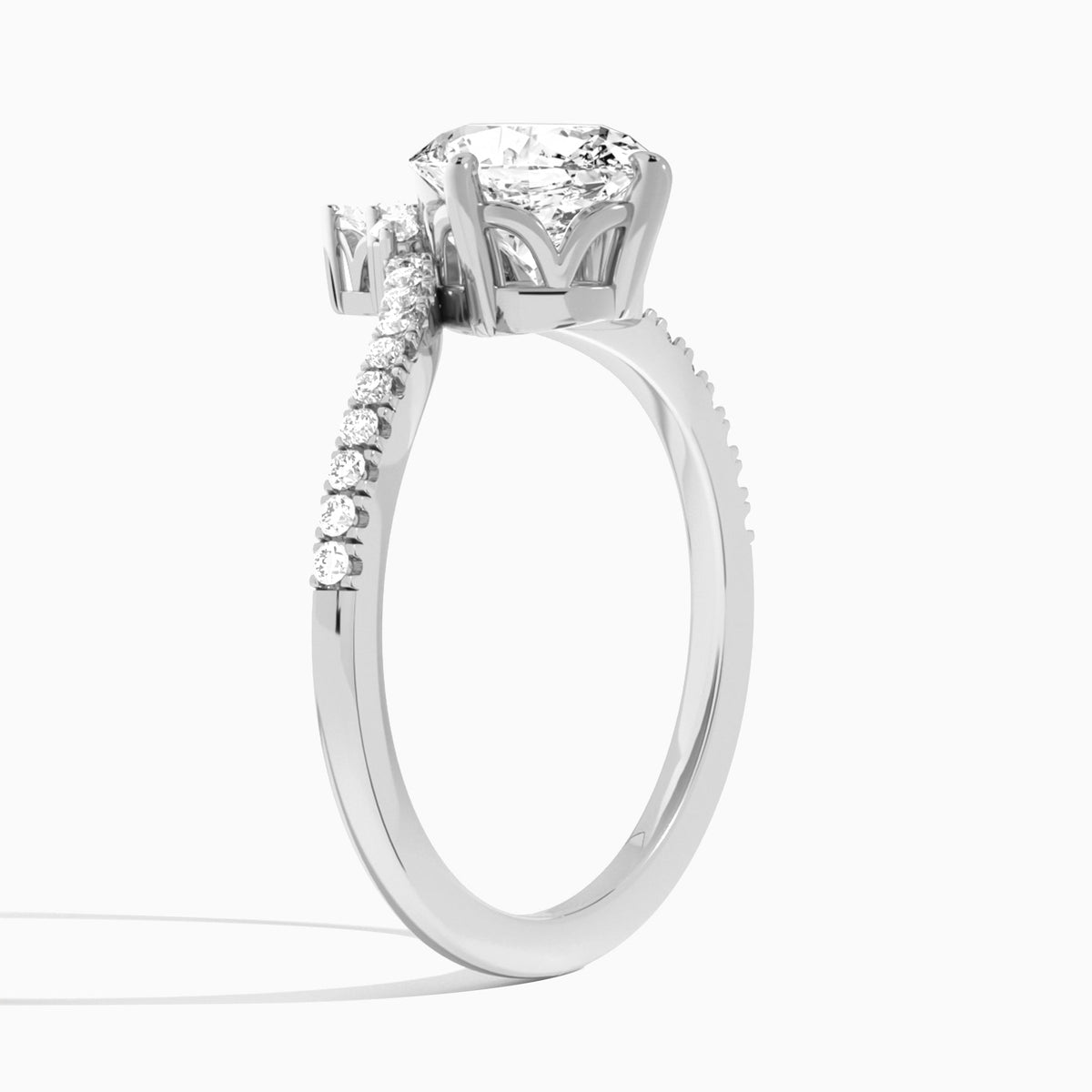 Oval Nova Lab Grown Diamond Engagement Ring In Platinum, Angle View