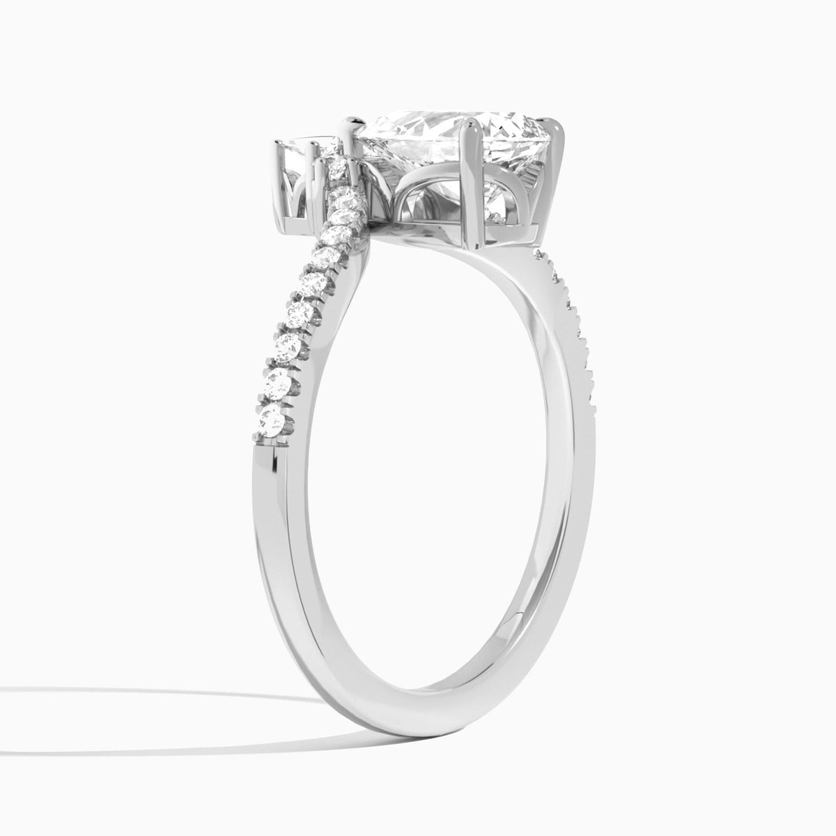 Pear Nova Lab Grown Diamond Engagement Ring In Platinum, Angle View