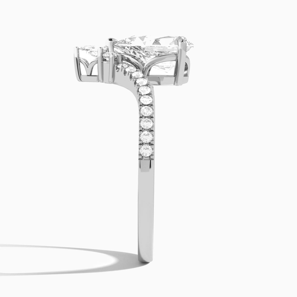 Pear Nova Lab Grown Diamond Engagement Ring In Platinum, Side View