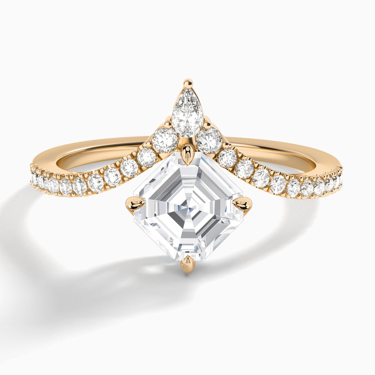 Asscher Nova Lab Grown Diamond Engagement Ring In 14K Rose Gold - Lucenjuri