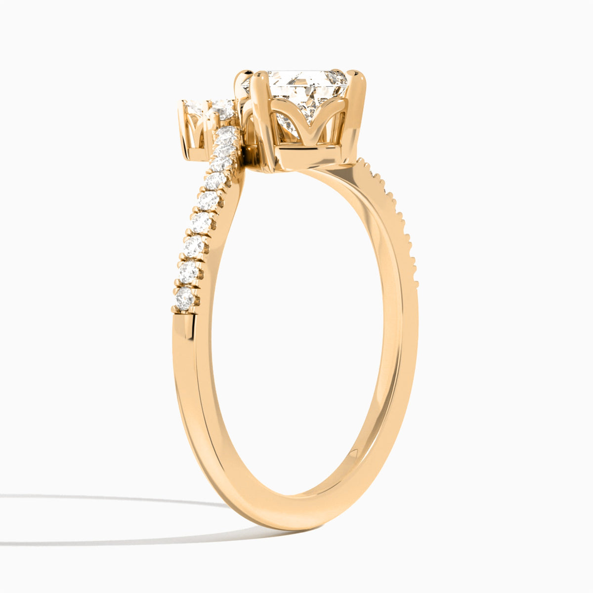 Asscher Nova Lab Grown Diamond Engagement Ring In 14K Rose Gold, Angle View