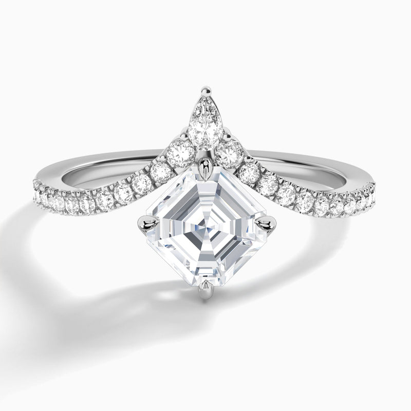 Asscher Nova Lab Grown Diamond Engagement Ring In 14K White Gold - Lucenjuri