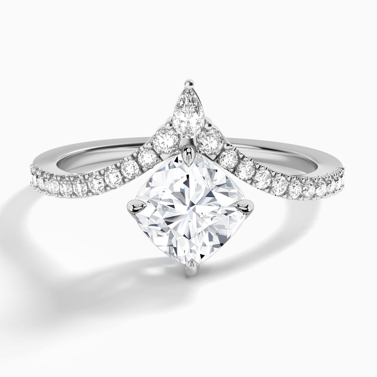 Cushion Nova Lab Grown Diamond Engagement Ring In 14K White Gold - Lucenjuri