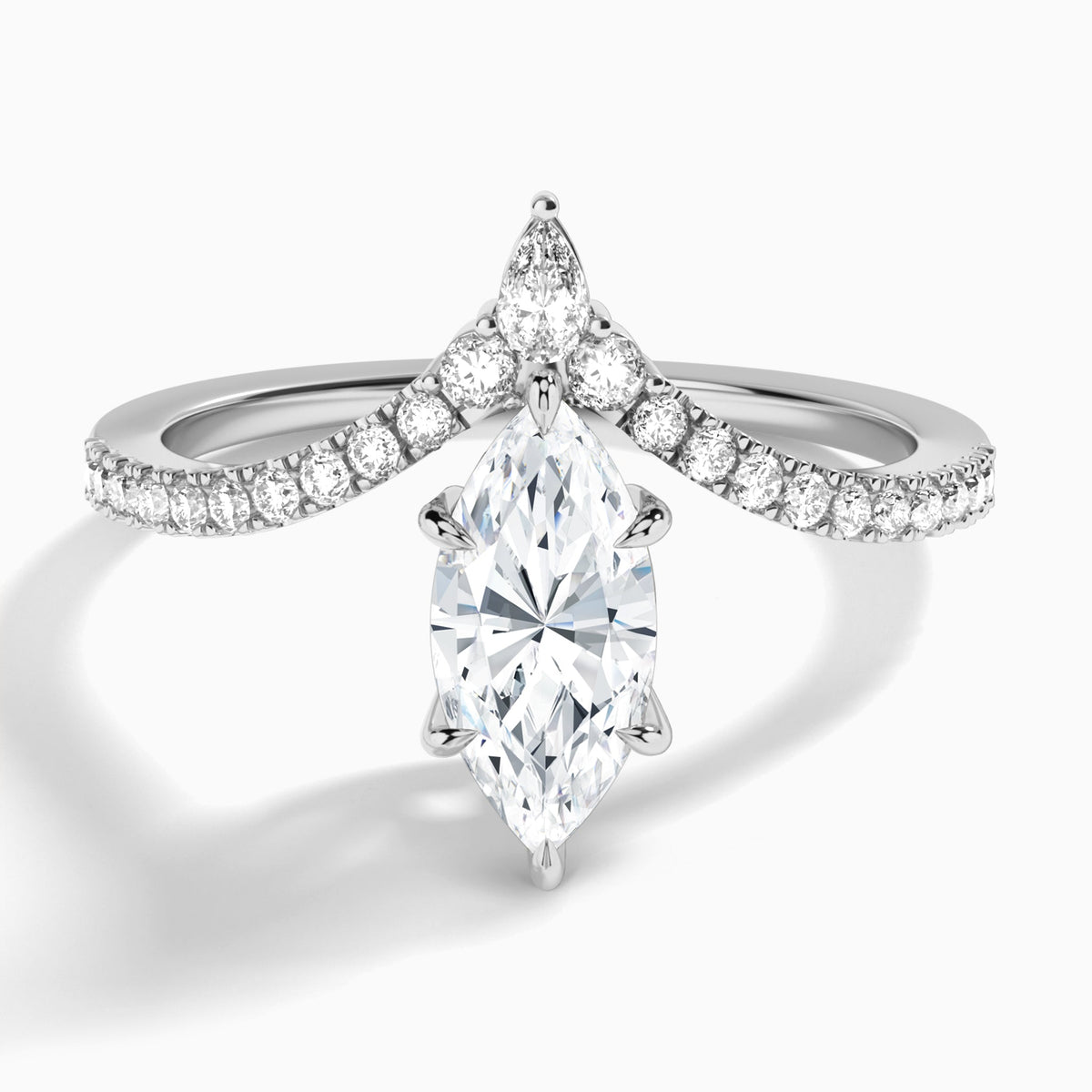Marquise Nova Lab Grown Diamond Engagement Ring In 18K White Gold - Lucenjuri