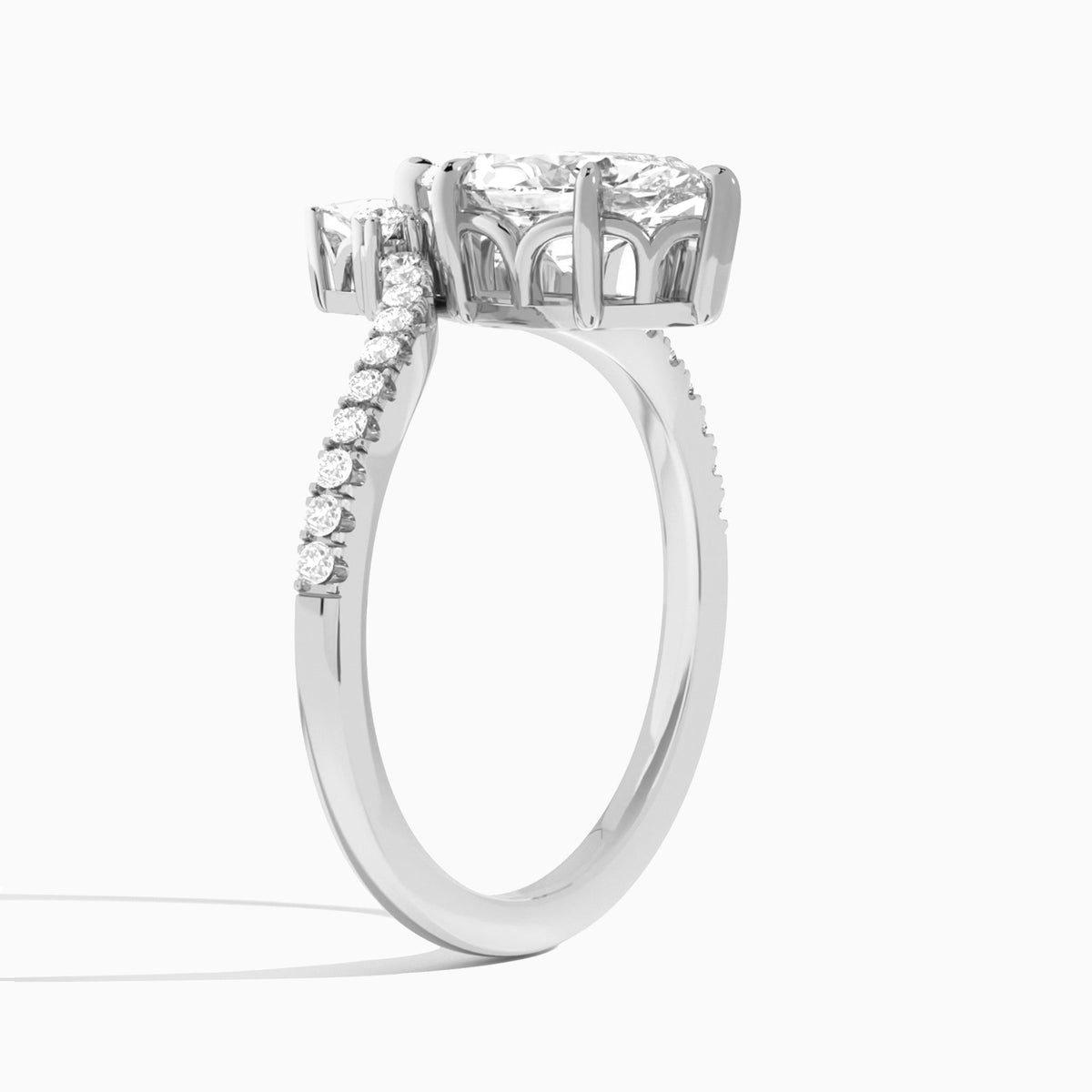Marquise Nova Lab Grown Diamond Engagement Ring In 14K White Gold, Angle View