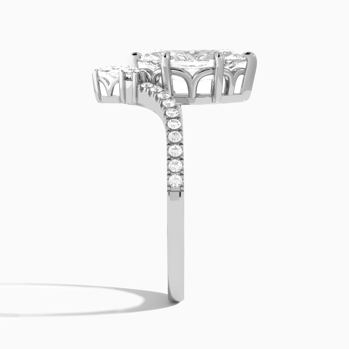 Marquise Nova Lab Grown Diamond Engagement Ring In 18K White Gold, Side View