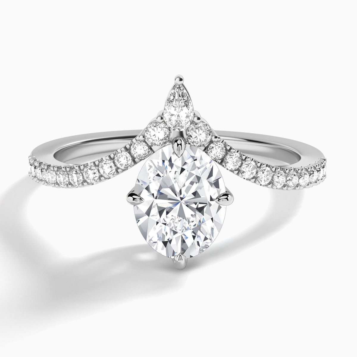 Oval Nova Lab Grown Diamond Engagement Ring In 18K White Gold - Lucenjuri