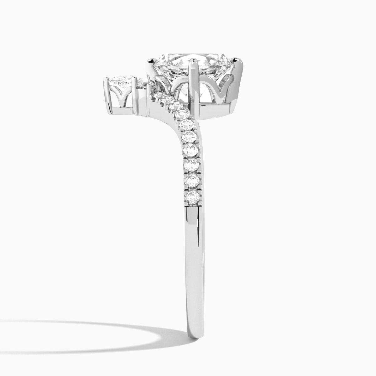 Oval Nova Lab Grown Diamond Engagement Ring In 14K White Gold, Side View