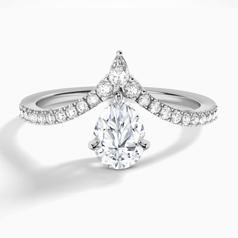 Pear Nova Lab Grown Diamond Engagement Ring In 14K White Gold - Lucenjuri
