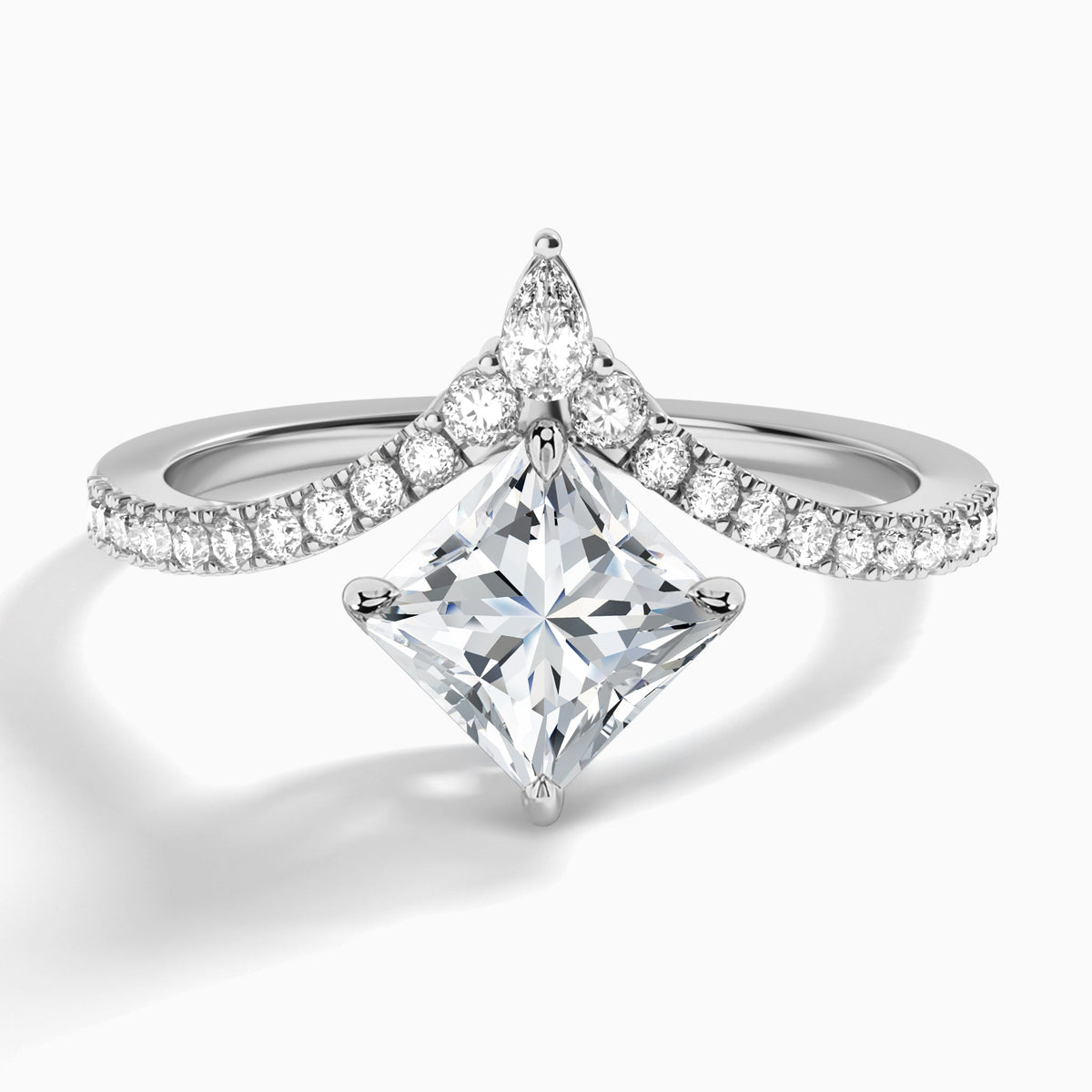 Princess Nova Lab Grown Diamond Engagement Ring In 18K White Gold - Lucenjuri