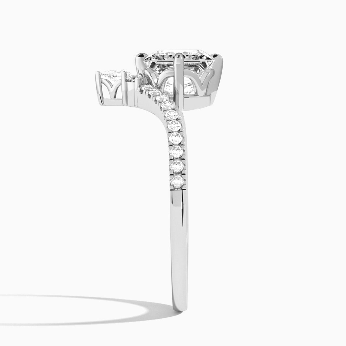 Princess Nova Lab Grown Diamond Engagement Ring In 14K White Gold, Side View