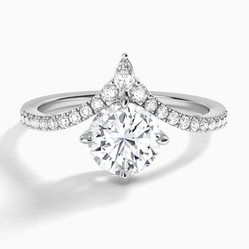 Round Nova Lab Grown Diamond Engagement Ring In 14K White Gold - Lucenjuri