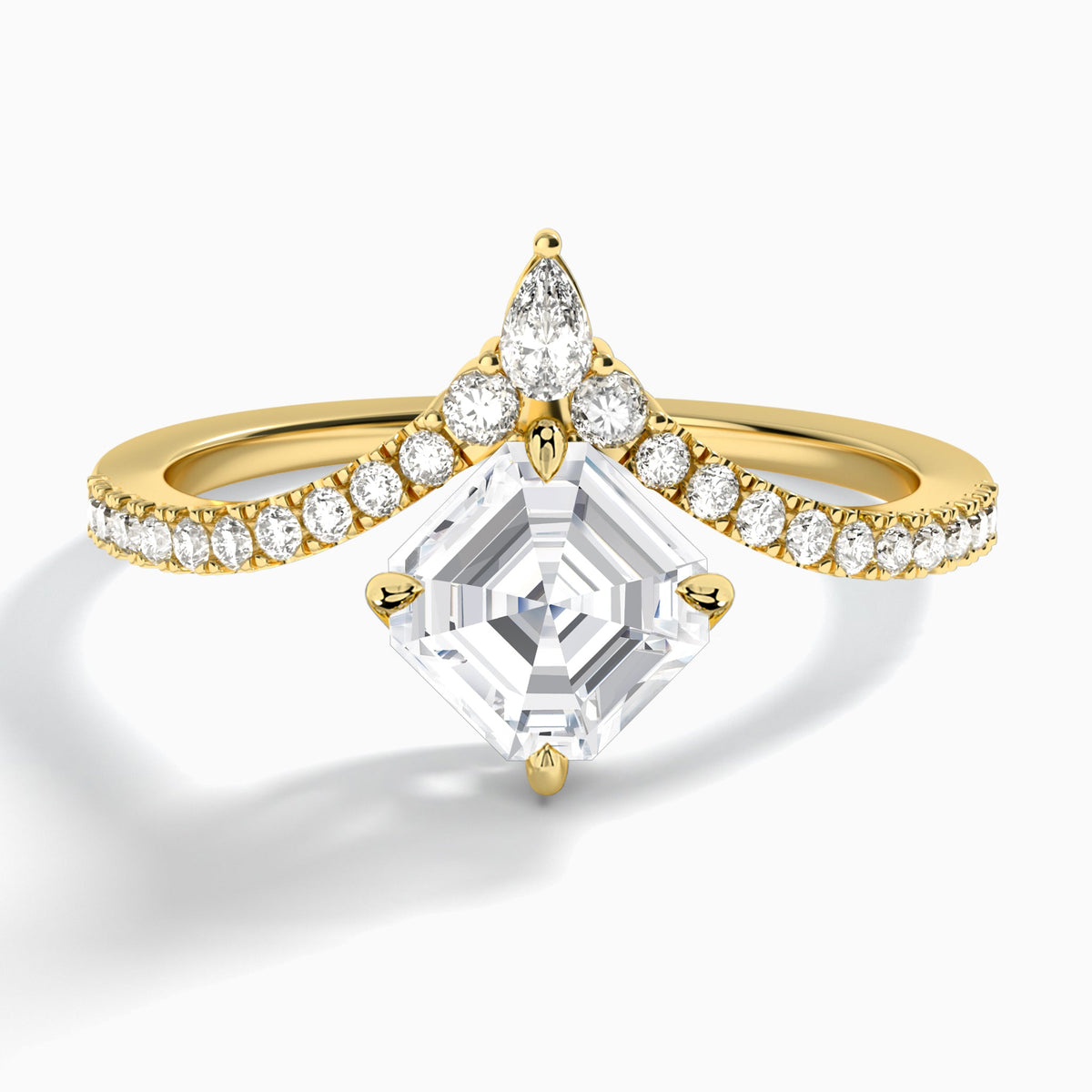 Asscher Nova Lab Grown Diamond Engagement Ring In 14K Yellow Gold - Lucenjuri