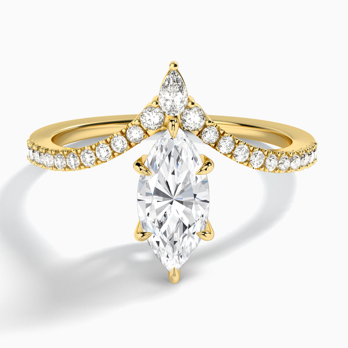 Marquise Nova Lab Grown Diamond Engagement Ring In 14K Yellow Gold - Lucenjuri