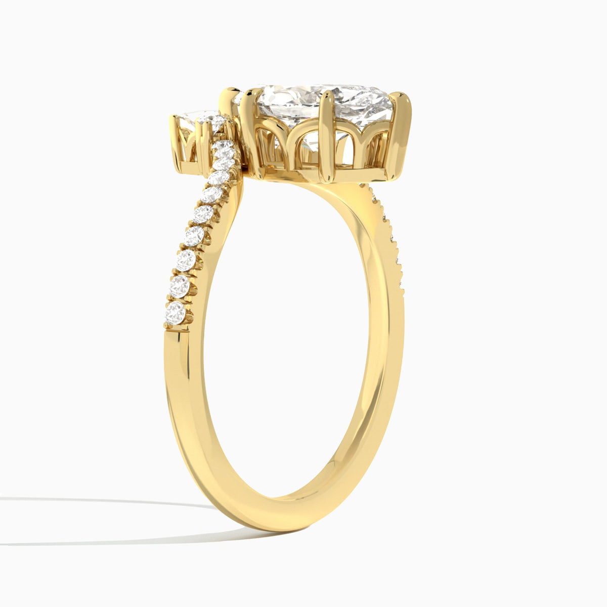 Marquise Nova Lab Grown Diamond Engagement Ring In 18K Yellow Gold, Angle View