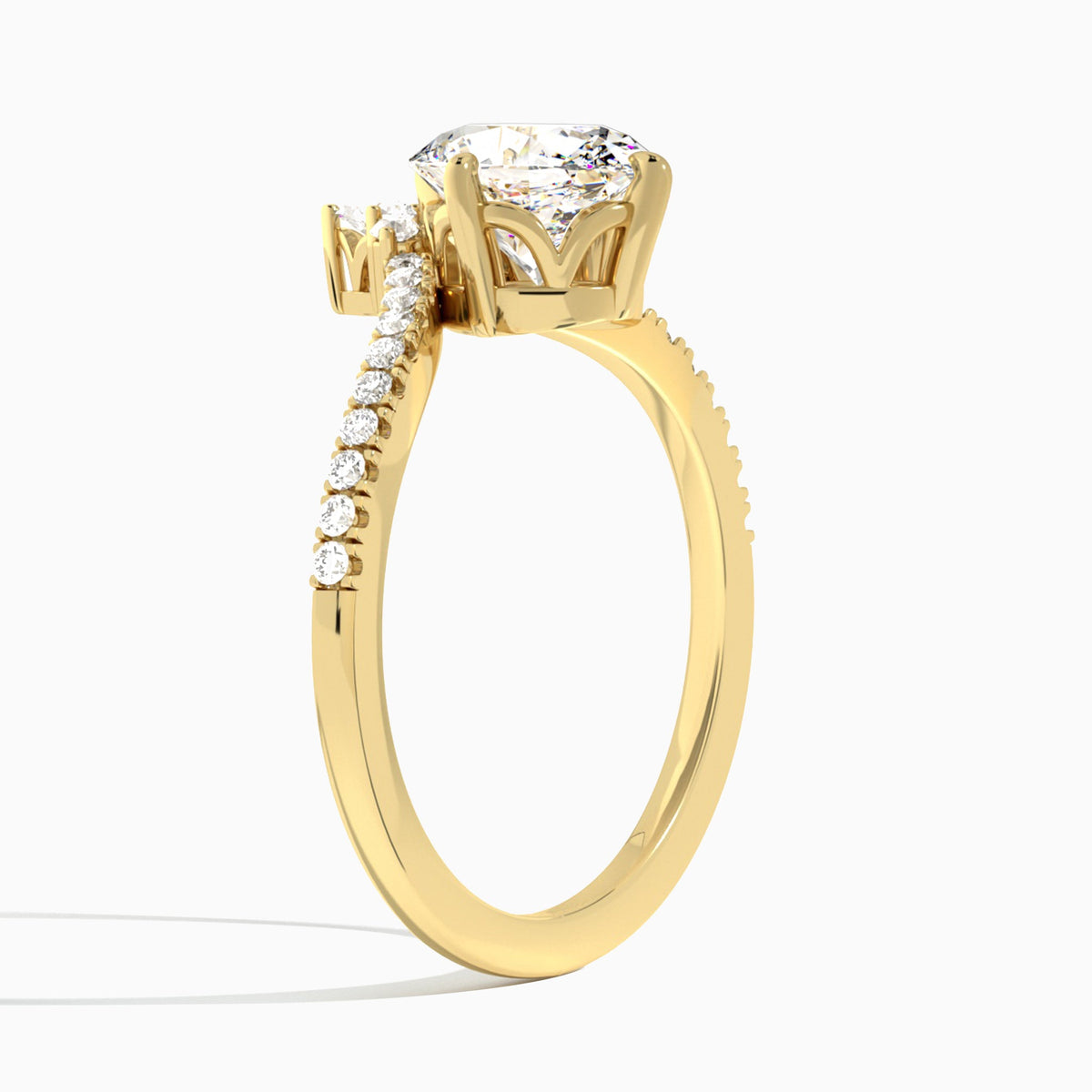 Oval Nova Lab Grown Diamond Engagement Ring In 18K Yellow Gold, Angle View