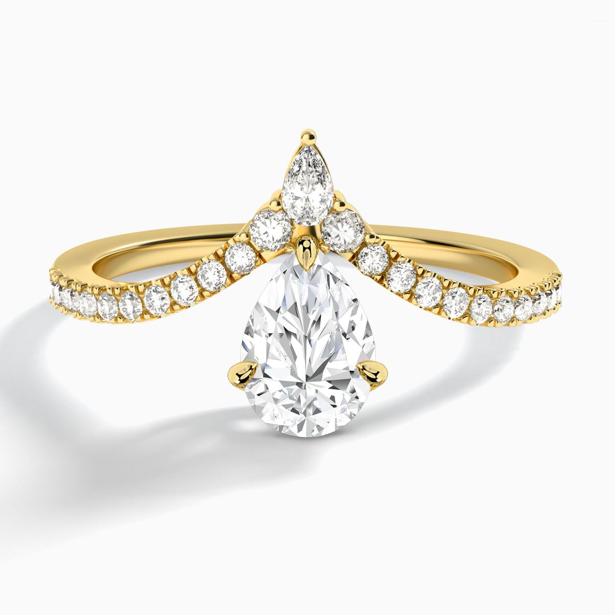 Pear Nova Lab Grown Diamond Engagement Ring In 18K Yellow Gold - Lucenjuri