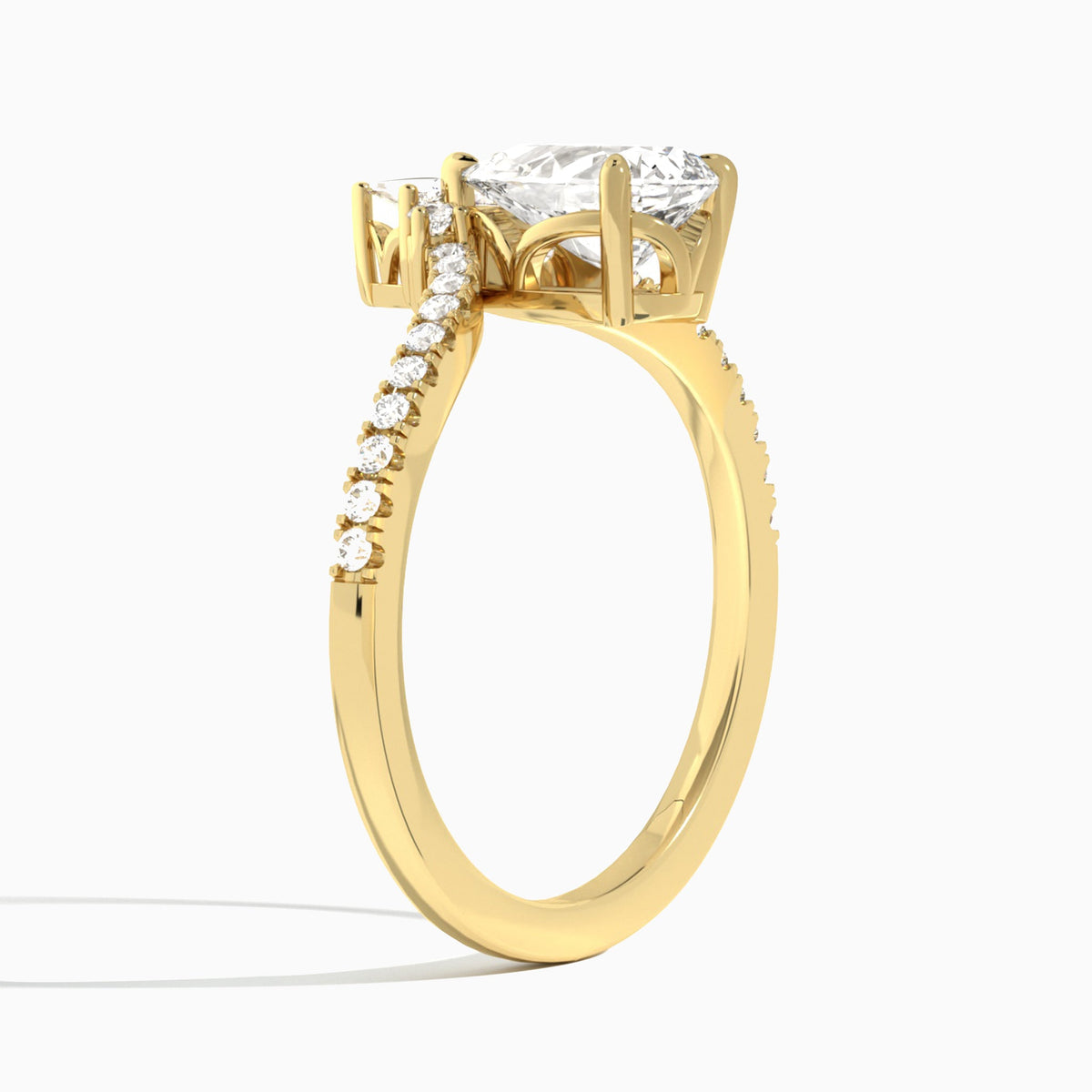 Pear Nova Lab Grown Diamond Engagement Ring In 18K Yellow Gold, Angle View