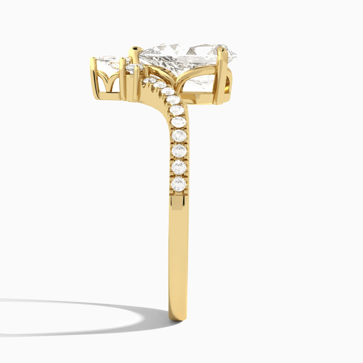 Pear Nova Lab Grown Diamond Engagement Ring In 14K Yellow Gold, Side View