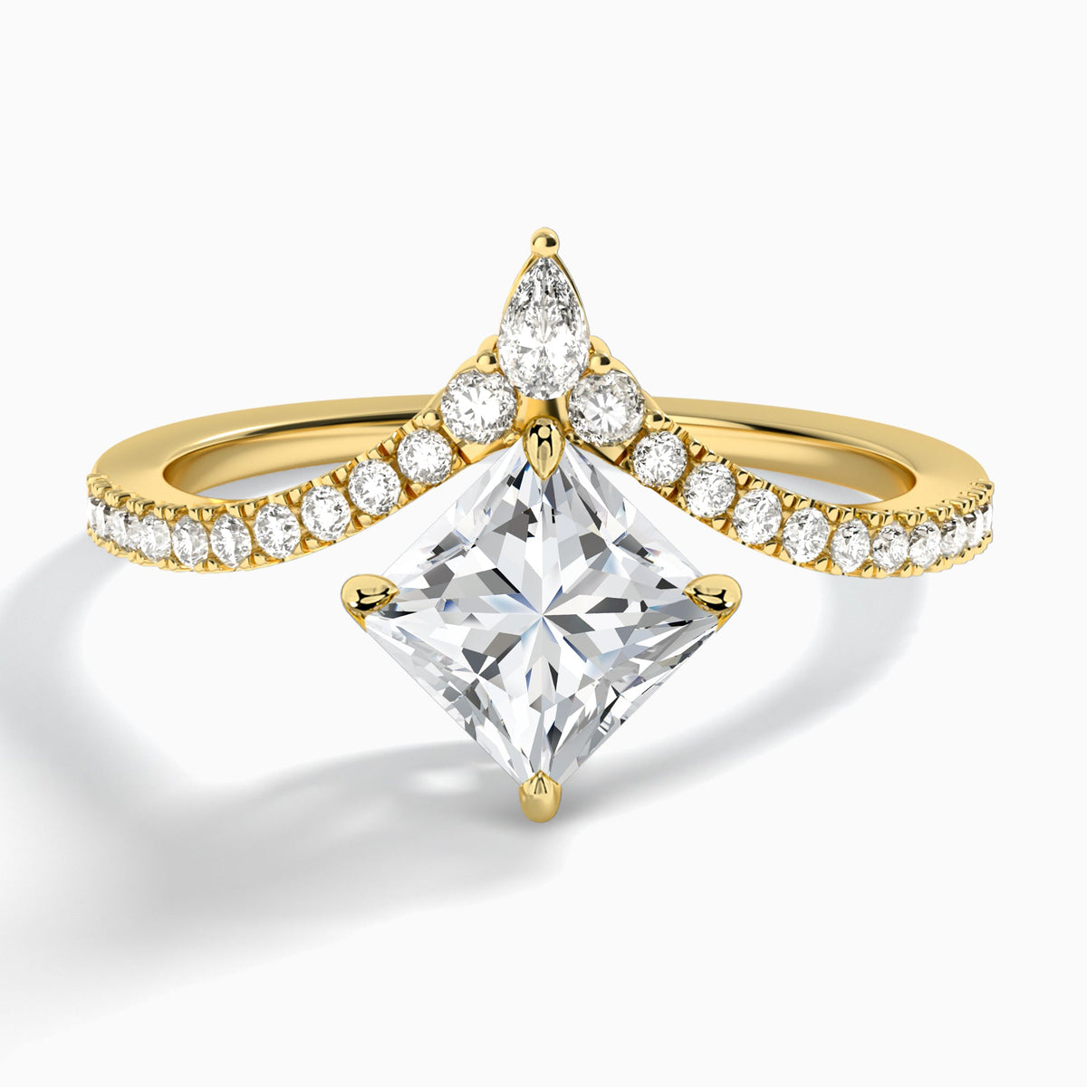 Princess Nova Lab Grown Diamond Engagement Ring In 18K Yellow Gold - Lucenjuri
