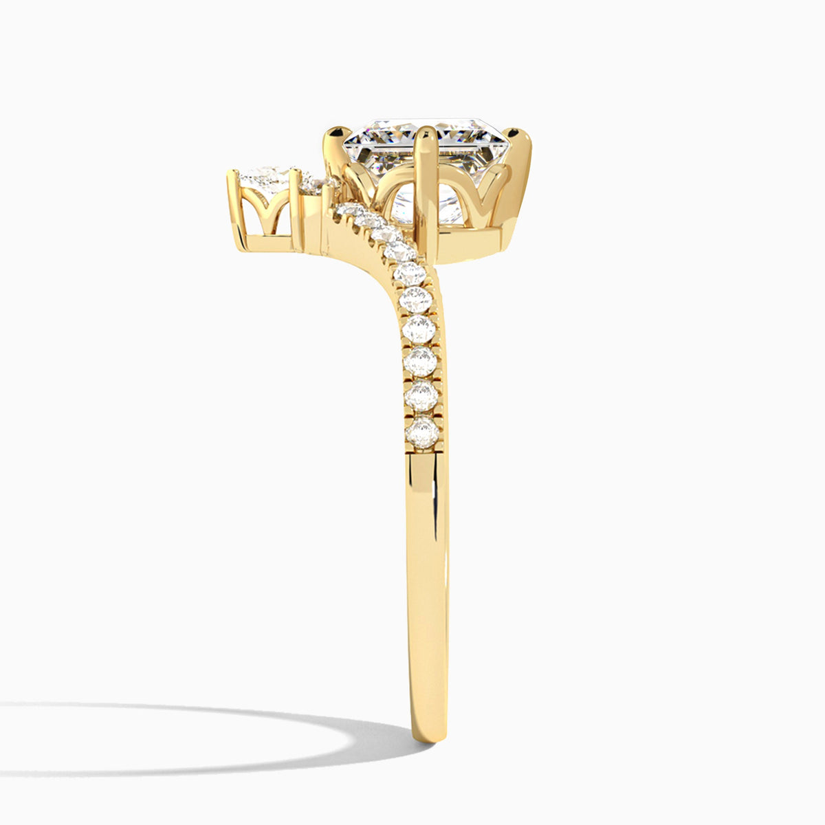 Princess Nova Lab Grown Diamond Engagement Ring In 18K Yellow Gold, Side View