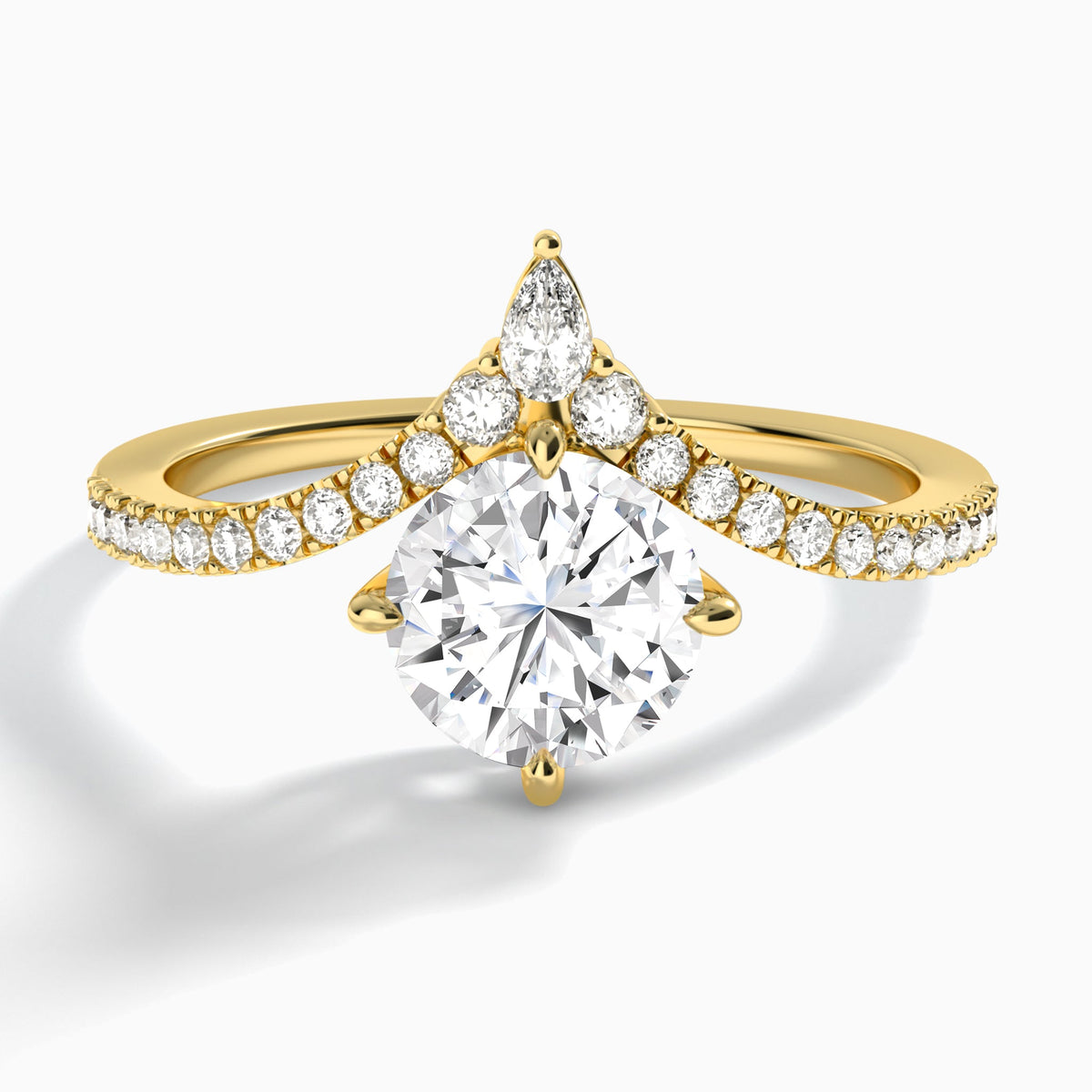 Round Nova Lab Grown Diamond Engagement Ring In 18K Yellow Gold - Lucenjuri