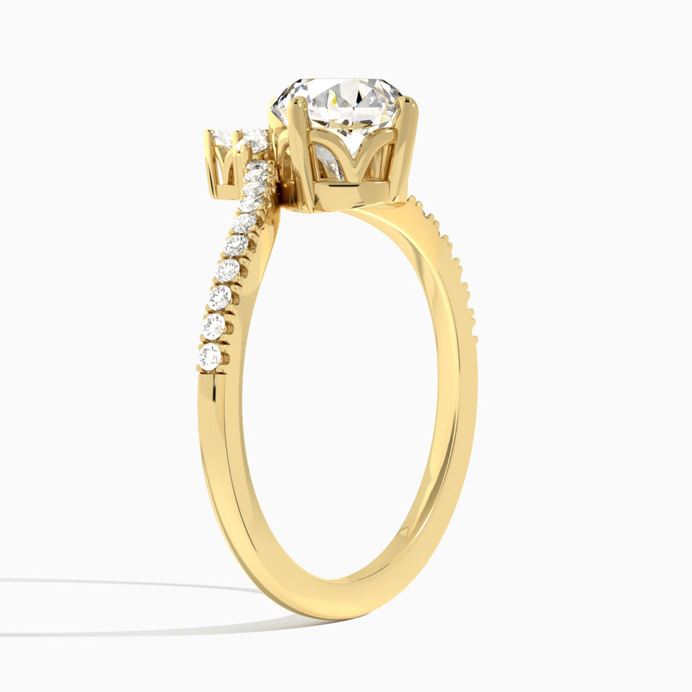 Round Nova Lab Grown Diamond Engagement Ring In 14K Yellow Gold, Angle View
